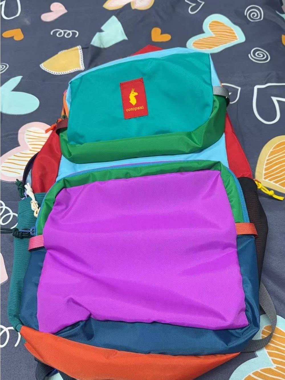 cotopaxi Multicolor Backpack — Teal, Purple, Green, Orange, Red